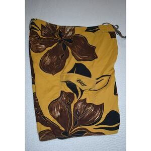Billabong Swimming Cargo Board Shorts Mens Size 34 Yellow Brown Floral